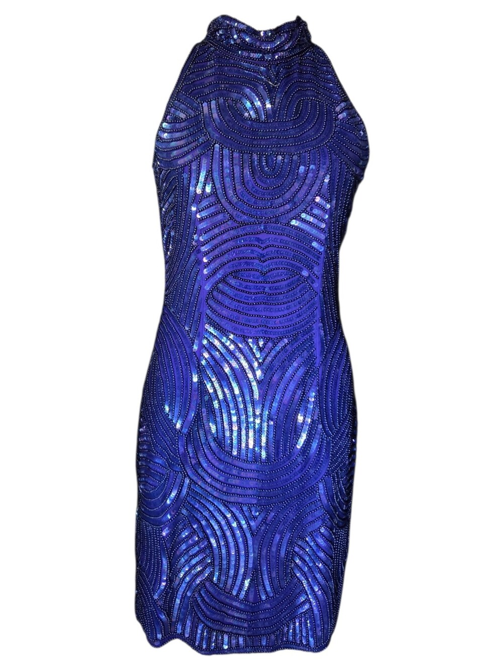 Vintage 1980's Silk Sequin Dress Medium 8 10